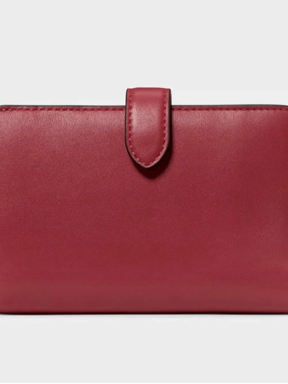 New Kate Spade Medium Compact Bifold Wallet Smooth Leather Red Jasper